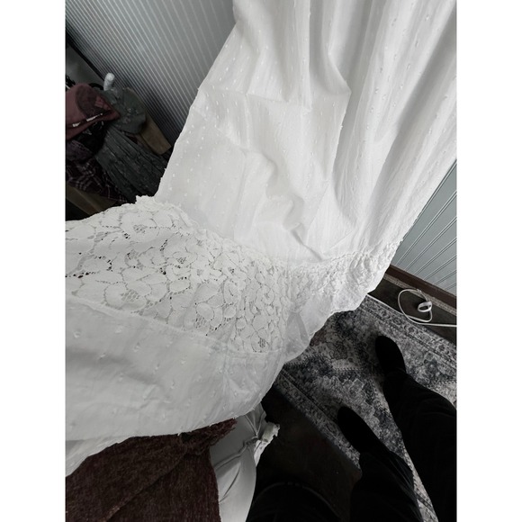 Anna-Kaci White Swiss Dot Lace Maxi Dress Smocked Boho Cottagecore Small - Picture 9 of 9